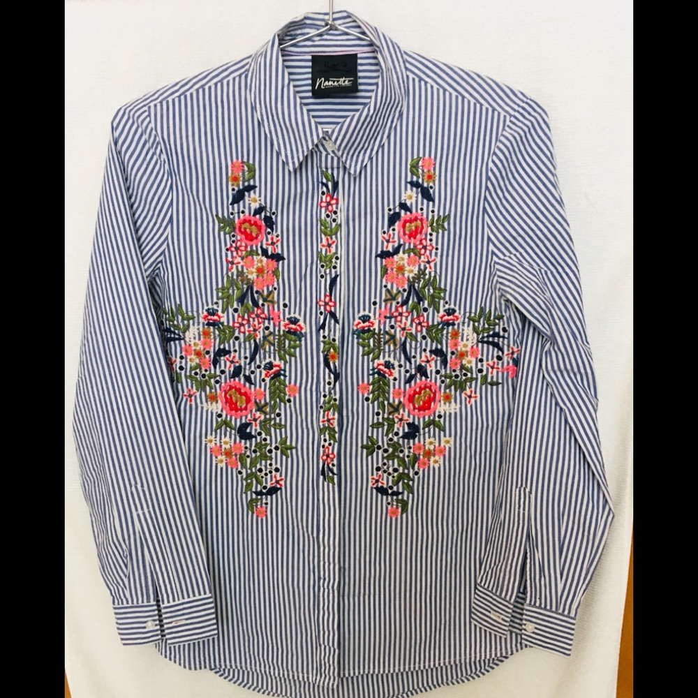 Nanette Lepore cotton embroidered buttoned shirt